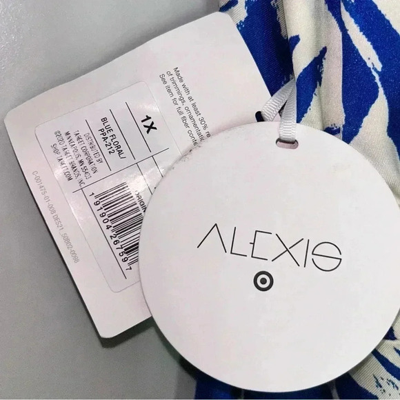 Alexis NWT blue asymmetric botanical print tie strap dress WOMENS size 1X - Picture 10 of 10